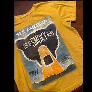 Mustard Yellow Graphic Tee - See America Great Smoky Mountains